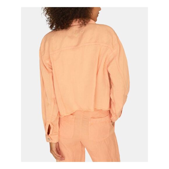 SANCTUARY Womens Orange Stretch Pocketed Hem Button-down Trucker Denim Jacket XS - Picture 2 of 4